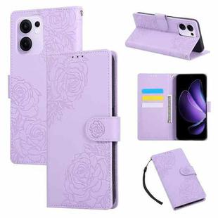 For OPPO Reno13 F 5G Global Rose Flower Embossed 3-Card Slots Leather Phone Case(Purple)
