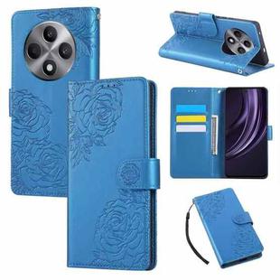 For OPPO Reno12 F 4G / 5G Rose Flower Embossed 3-Card Slots Leather Phone Case(Blue)