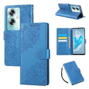 For OPPO A79 5G Rose Flower Embossed 3-Card Slots Leather Phone Case(Blue)
