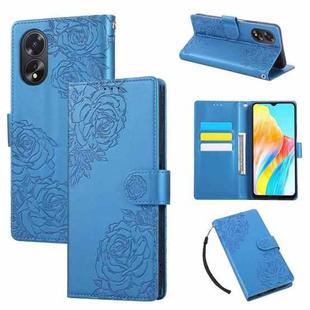 For OPPO A1 Pro Rose Flower Embossed 3-Card Slots Leather Phone Case(Blue)