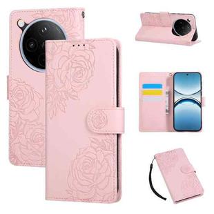 For OPPO Find X8 Pro 5G Rose Flower Embossed 3-Card Slots Leather Phone Case(Pink)