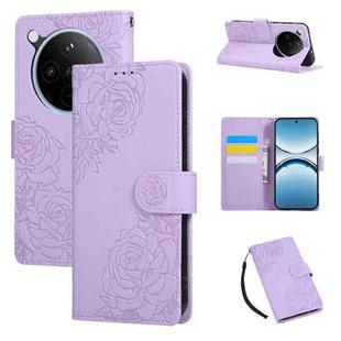 For OPPO Find X8 Pro 5G Rose Flower Embossed 3-Card Slots Leather Phone Case(Purple)