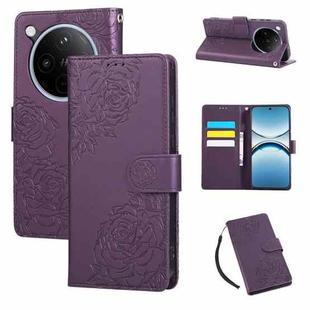 For OPPO Find X8 Pro 5G Rose Flower Embossed 3-Card Slots Leather Phone Case(Deep Purple)