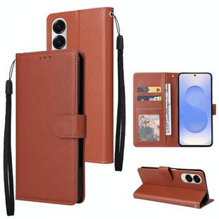 For Samsung Galaxy S25 Edge 5G 3-Card Slots Multifunctional Leather Phone Case(Brown)