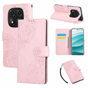 For Redmi Note 14 Pro 4G Rose Flower Embossed 3-Card Slots Leather Phone Case(Pink)