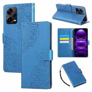 For Redmi Note 12 Pro+ Rose Flower Embossed 3-Card Slots Leather Phone Case(Blue)