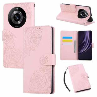 For Realme 11 Pro 5G / 11 Pro+ 5G Rose Flower Embossed 3-Card Slots Leather Phone Case(Pink)