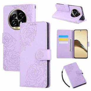 For Realme 13 Pro Rose Flower Embossed 3-Card Slots Leather Phone Case(Purple)