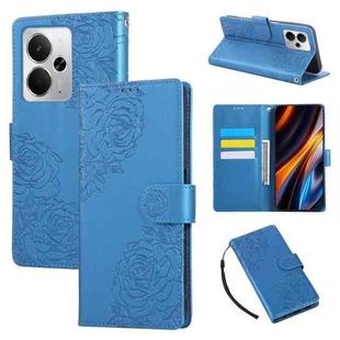 For Realme 14 5G Global Rose Flower Embossed 3-Card Slots Leather Phone Case(Blue)