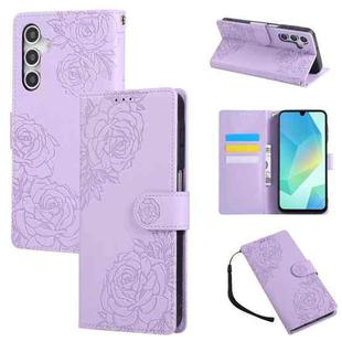 For Samsung Galaxy S23 FE 5G Rose Flower Embossed 3-Card Slots Leather Phone Case(Purple)