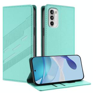 For Motorola Moto G 5G 2022 Embossed Multi-functional Wallet Retro Leather Phone Case(Mint Green)