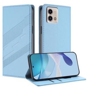 For Motorola Moto G Stylus 5G 2023 Embossed Multi-functional Wallet Retro Leather Phone Case(Light Blue)