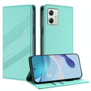 For Motorola Moto G14 / G54 Embossed Multi-functional Wallet Retro Leather Phone Case(Mint Green)