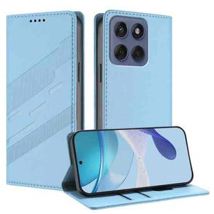 For Motorola Moto G56 5G Embossed Multi-functional Wallet Retro Leather Phone Case(Light Blue)