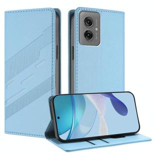 For Motorola Moto G55 Embossed Multi-functional Wallet Retro Leather Phone Case(Light Blue)