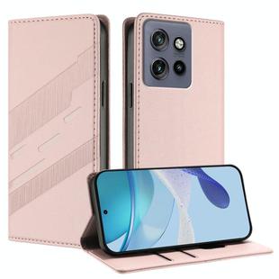 For Motorola Edge 50 Neo Embossed Multi-functional Wallet Retro Leather Phone Case(Pink)