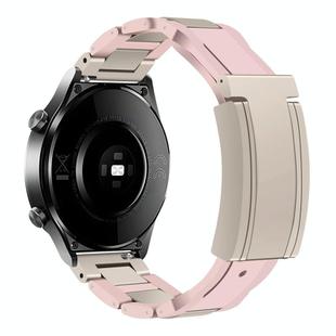 20mm Folding Magnetic Buckle Stainless Steel Rubber Watch Band(Pink+Starlight)