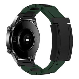 20mm Folding Magnetic Buckle Stainless Steel Rubber Watch Band(Green+Black)