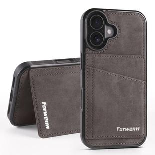 For iPhone 16 Forwenw F8 Series 2 in 1 Magnetic Card Slot Leather Phone Case(Grey)
