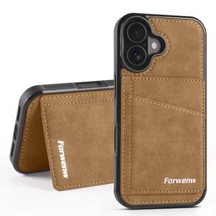 For iPhone 16 Forwenw F8 Series 2 in 1 Magnetic Card Slot Leather Phone Case(Brown)