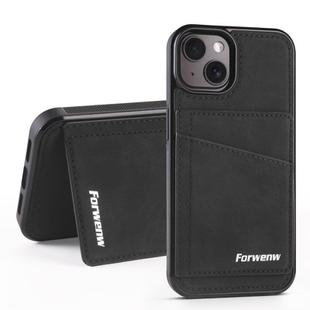 For iPhone 13 mini Forwenw F8 Series 2 in 1 Magnetic Card Slot Leather Phone Case(Black)