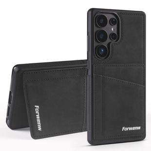 For Samsung Galaxy S25 Ultra 5G Forwenw F8 Series 2 in 1 Magnetic Card Slot Leather Phone Case(Black)