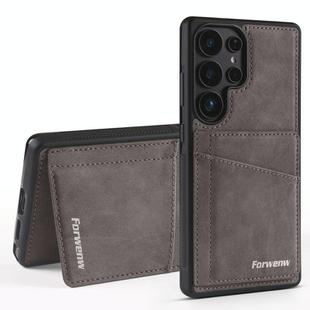 For Samsung Galaxy S22 Ultra 5G Forwenw F8 Series 2 in 1 Magnetic Card Slot Leather Phone Case(Grey)