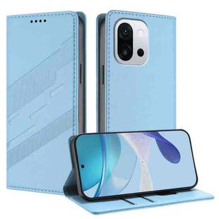 For OnePlus 13T Embossed Multi-functional Wallet Retro Leather Phone Case(Light Blue)