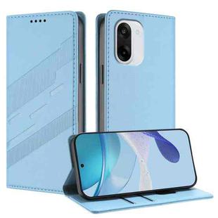 For OnePlus Ace 5 Racing Embossed Multi-functional Wallet Retro Leather Phone Case(Light Blue)