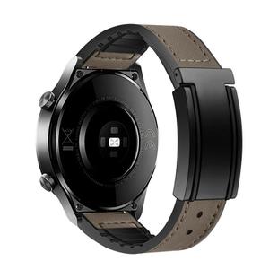 20mm T-Shaped Fold Magnetic Buckle Silicone PU Watch Band(Brown)
