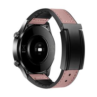 22mm T-Shaped Fold Magnetic Buckle Silicone PU Watch Band(Pink)