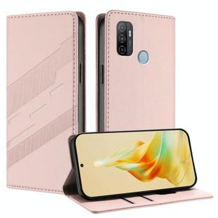 For OPPO A53 4G Embossed Multi-functional Wallet Retro Leather Phone Case(Pink)