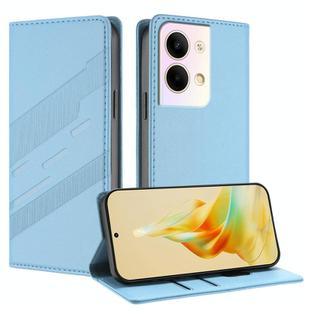 For OPPO Reno9 Embossed Multi-functional Wallet Retro Leather Phone Case(Light Blue)