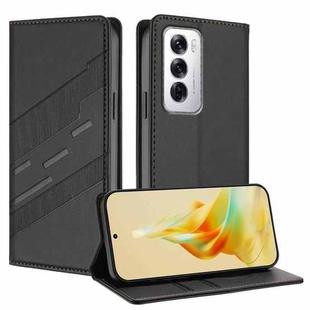 For OPPO Reno12 5G Embossed Multi-functional Wallet Retro Leather Phone Case(Black)