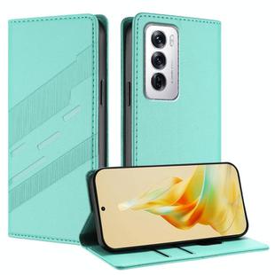 For OPPO Reno12 5G Embossed Multi-functional Wallet Retro Leather Phone Case(Mint Green)