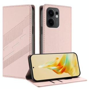 For OPPO Reno13 F Embossed Multi-functional Wallet Retro Leather Phone Case(Pink)