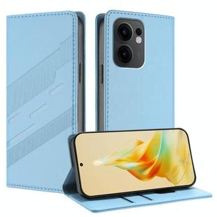 For OPPO Reno13 F Embossed Multi-functional Wallet Retro Leather Phone Case(Light Blue)