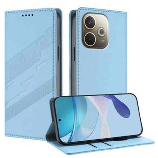 For OPPO A5 Pro Global Embossed Multi-functional Wallet Retro Leather Phone Case(Light Blue)