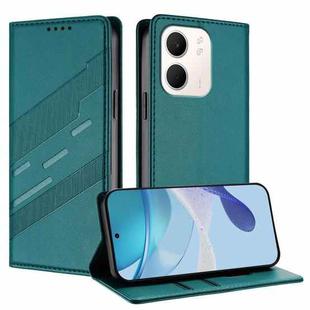 For OPPO A5x 5G Embossed Multi-functional Wallet Retro Leather Phone Case(Dark Green)