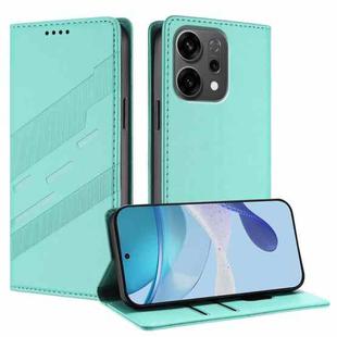 For OPPO Reno14 F 5G Embossed Multi-functional Wallet Retro Leather Phone Case(Mint Green)
