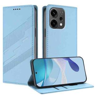 For OPPO Reno14 F 5G Embossed Multi-functional Wallet Retro Leather Phone Case(Light Blue)