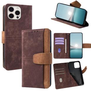 For iPhone 13 Pro Max Color Stitching Skin Feel Leather RFID Blocking Phone Case(Brown)