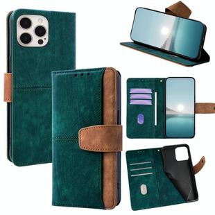 For iPhone 13 Pro Color Stitching Skin Feel Leather RFID Blocking Phone Case(Green)