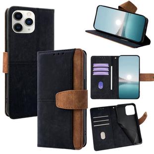 For iPhone 11 Pro Max Color Stitching Skin Feel Leather RFID Blocking Phone Case(Black)