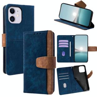 For iPhone 11 Color Stitching Skin Feel Leather RFID Blocking Phone Case(Blue)