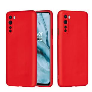 For OnePlus Nord Solid Color Liquid Silicone Dropproof Full Coverage Protective Case(Red)