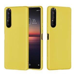 For Sony Xperia 5 Plus / Xperia 1 II Solid Color Liquid Silicone Dropproof Full Coverage Protective Case(Yellow)