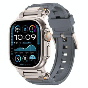 For Apple Watch 46mm / 49mm / 45mm / 44mm Stainless Steel Connector TPU Watch Band(Grey+Titanium)