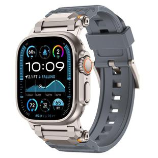 For Apple Watch 42mm / 41mm / 40mm / 38mm Stainless Steel Connector TPU Watch Band(Grey+Titanium)
