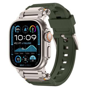 For Apple Watch 42mm / 41mm / 40mm / 38mm Stainless Steel Connector TPU Watch Band(Green+Titanium)